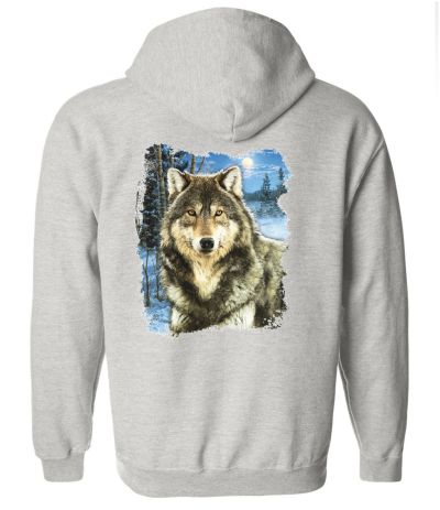 Winter Wolf Zippered Hoodie Sweatshirt