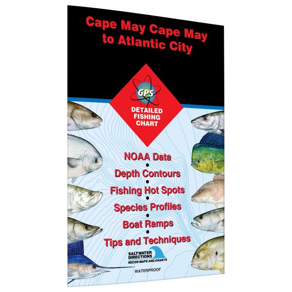 New Jersey Cape May Cape May to Atlantic City Fishing Hot Spots Map